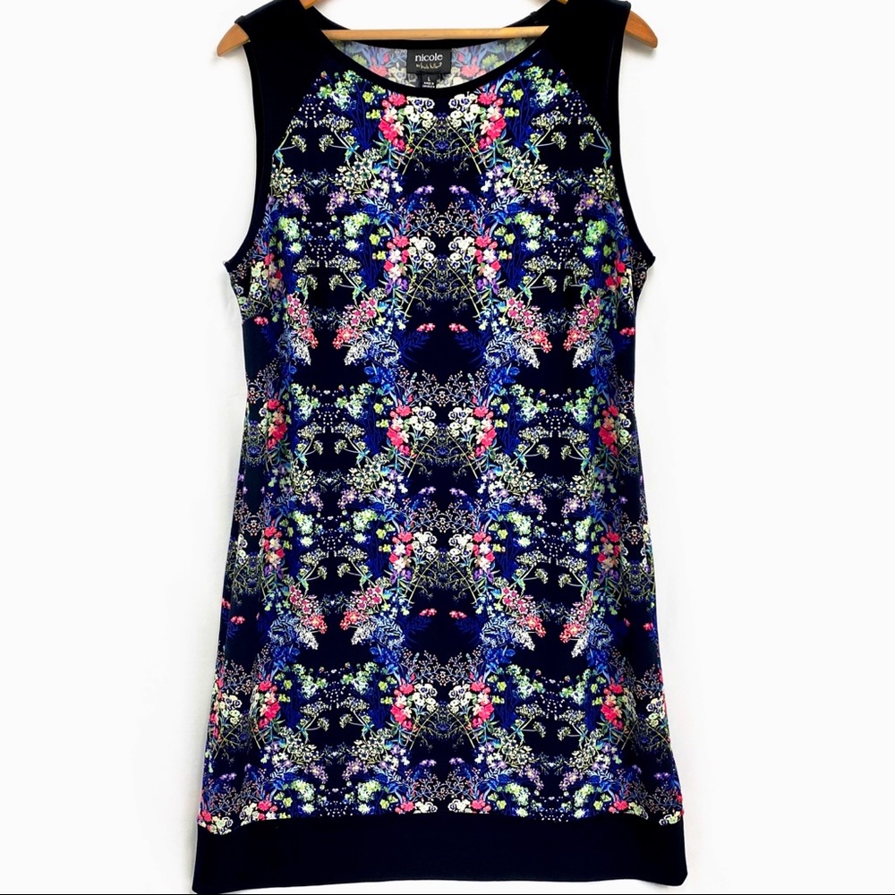 Nicole Miller Shift Sleeveless Midi Floral Dress L
